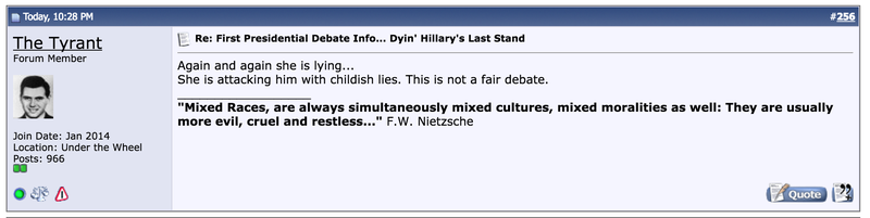 Illustration for article titled Even Stormfront Thinks Hillary Clinton Won The Debate